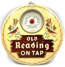 Old Reading On Tap Thermometer Sign
