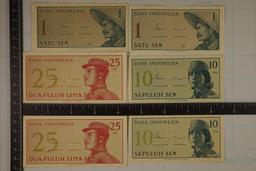 6-1964 INDONESIA BILLS:2-1 SEN, 2-10 SEN & 2-25