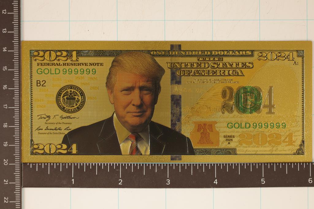 2024-A GOLD FOIL DONALD TRUMP CRISP UNC BILL