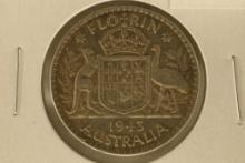 1943 AUSTRALIA SILVER 1 FLORIN .3364 OZ. ASW