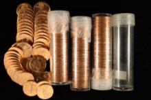 4 SOLID DATE 50 CENT ROLLS OF BU LINCOLN CENTS: