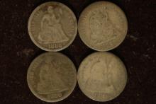 1886, 89, 90 & 1891 SILVER SEATED LIBERTY DIMES
