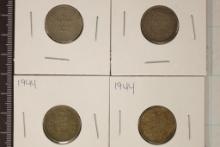 1890, 1894 &  2-1944 INDIA SILVER 1/4 RUPEES .2654