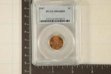 1947 LINCOLN WHEAT CENT PCGS MS64RD