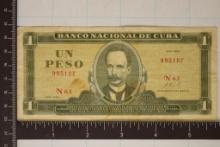 1969 CUBA 1 PESO BILL