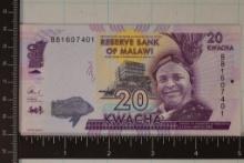 2016 CU RESERVE BANK OF MALAWI 20 KWACHA