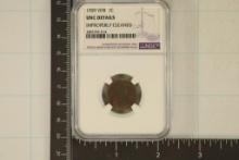 1909-VDB LINCOLN CENT NGC UNC DETAILS IMPROPERLY