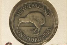 1933 NEW ZEALAND SILVER FLORIN .1806 OZ. ASW