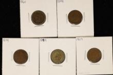 5 ASSORTED INDIAN HEAD CENTS: 1860, 3-1984 & 1909