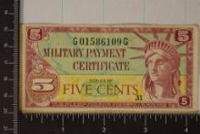 SERIES 591 US 5 CENT MILITARY PAYMENT CERTIFICATE
