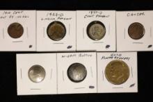 7 ALTERED US COINS: 1910 LINCOLN CENT SHOT BY A