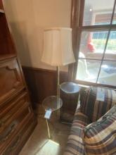 TWO TIER GLASS AND STANDING LAMP TABLE