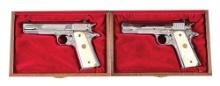 (M) CONSECUTIVE SERIAL NUMBERED PAIR OF COLT ELCEN CUSTOM 1911 SEMI AUTOMATIC PISTOLS.
