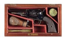 (A) EXCEPTIONAL CASED WHITNEY POCKET MODEL PERCUSSION REVOLVER.