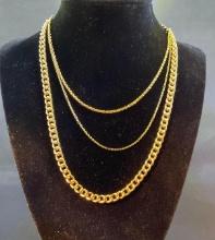 3 14K Yellow Gold Chain Necklaces