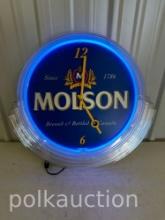 MOLSON NEON CLOCK  **NO SHIPPING AVAILABLE**