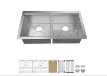 Glacier Bay 36 in Undermount Double Bowl 16 Gauge Stainless Steel Workstation Kitchen Sink