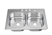 Glacier 33in. double bowl kitchen sink