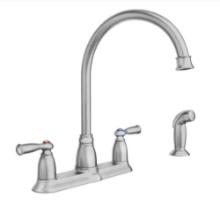 Banbury High-Arc Double Handle Standard Kitchen Faucet with Side Sprayer in Spot Resist Stainless