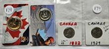 Canadian 2000 Loonie & Quarter & 1922 & 1929 Nickels