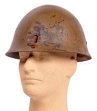 Imperial Japanese Naval Landing Force WWII issue Type 30 Battle Damaged Helmet (MOS)
