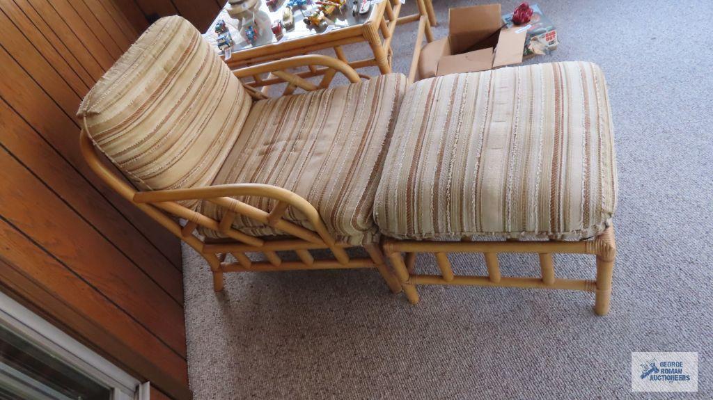 Rattan chair and ottoman