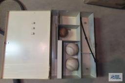 Vintage First Aid metal box with baseballs