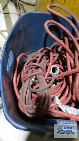 Lot of pneumatic hose and etc with blue tote