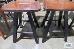 Two painted bar stools