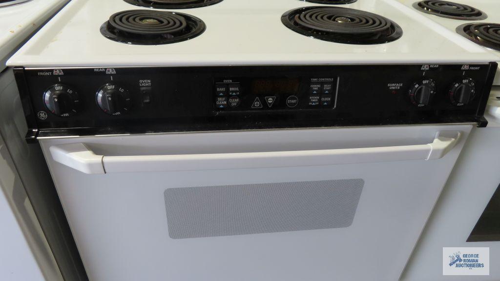GE four burner electric stove, model number JSP2680W1WH