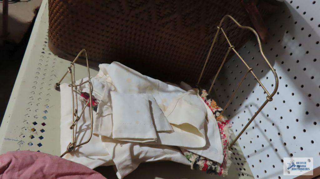 Antique handmade doll bed with antique doll approximately late 1800s