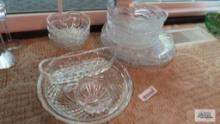 Ornate glass serving pieces and trays