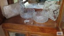 Crystle like decorative glass bowls, trays, and other items