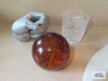 Decorative fist. Glass ball. Heavy glass.