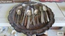 Assorted flatware and tray