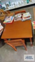 Children's wooden table and two chairs