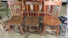 Maple chair and two plank bottom chairs