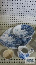 Ironstone, Made in England, Blue Brook, china accessory pieces. Royal Staffordshire "Tonquin" bowl.