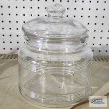Covered biscuit jar, marked T