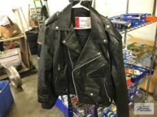 LEATHER MOTORCYCLE JACKET. NO SIZE....