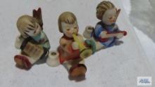 Three Hummel Angel candle holders