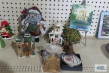 Lot of Christmas churches, Santa Claus ceramic figurine and etc