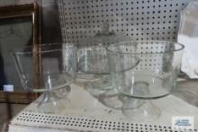 Clear glass centerpiece dishes and cake plate