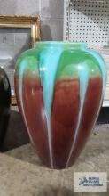 Decorative striped vase. 18 in. tall. Opening is 5-1/2 in. wide.