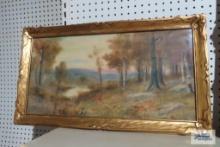 Watercolor painting by G. H. Flavelle. Frame measures 28 in. by 15-1/2 in.