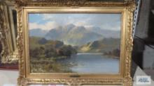 Arthur Nordham oil on canvas painting. In the Trossacks, Scotland. Frame measures 29 in. by 22 in.