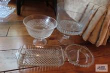 hobnail divided dish and centerpiece dishes