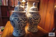 Oriental vases with lids. Made in China