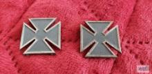 Two vintage sterling silver sharp shooter rifle badge pin medals ...