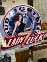 Bud Light Beer Lady Luck Tin Sign
